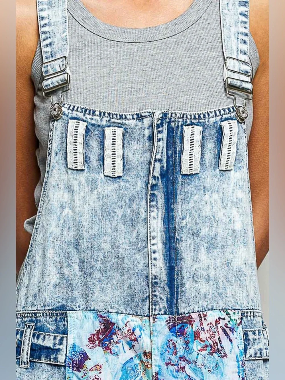 POL “ Ocean Muse “Patchwork Overalls | Denim - Picture 9 of 10